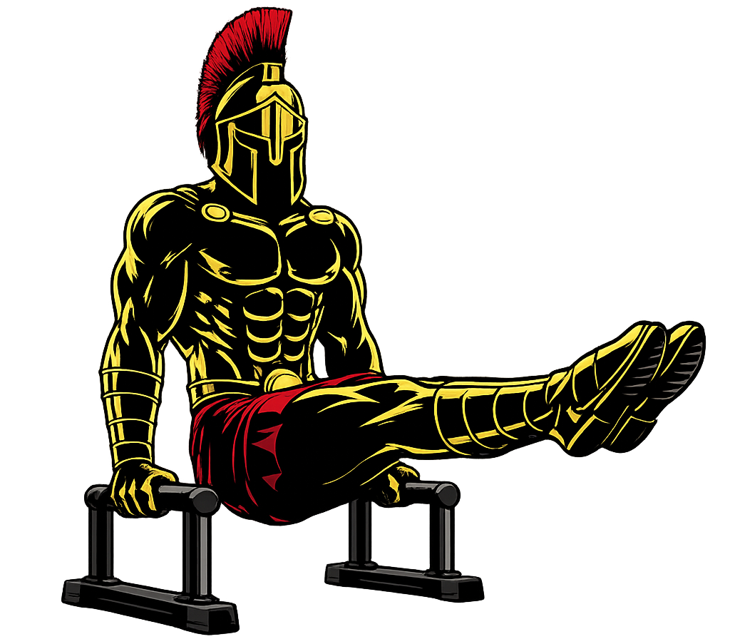 Warrior showcasing How to do an L-sit with proper form
