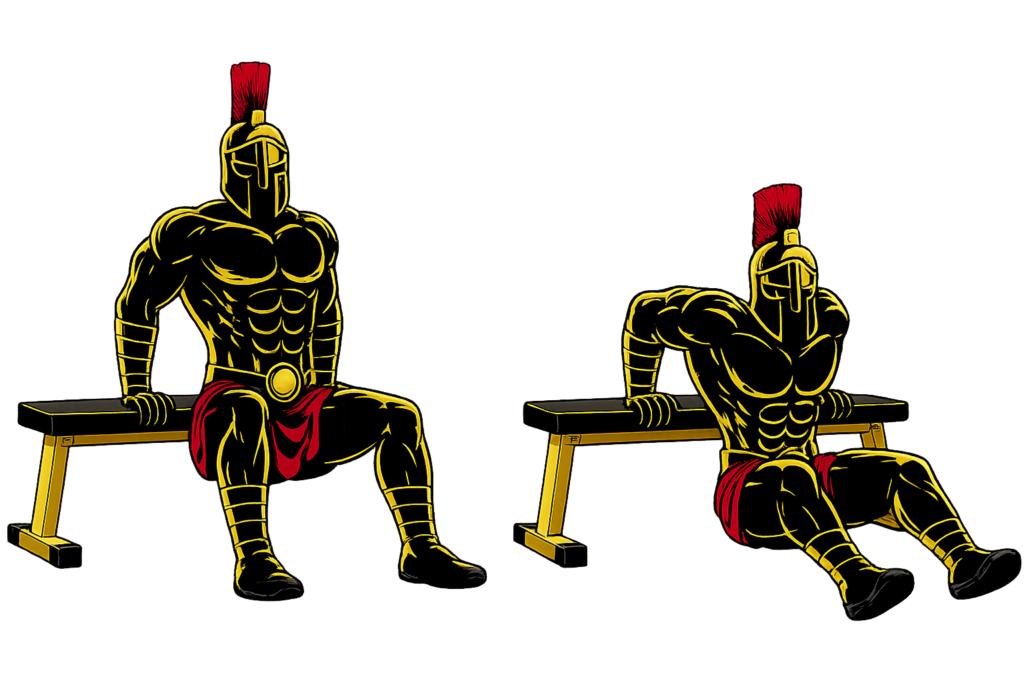 Warrior showcasing How to do Bench Dips with proper form